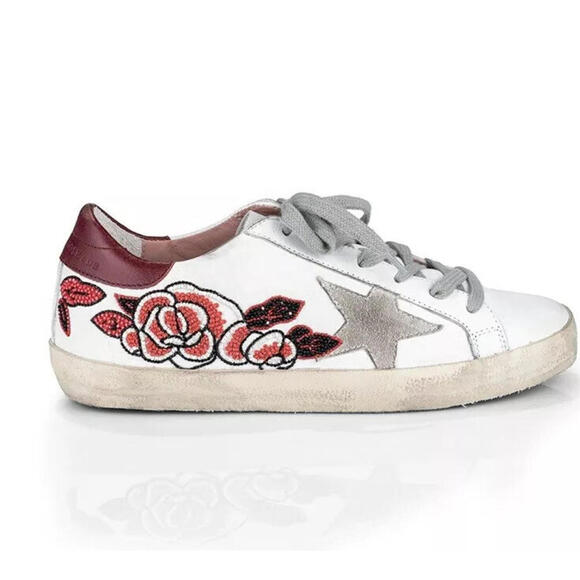 HTF Women’s Golden Goose Super Star Embroidered Embellished Sneakers size 38 - Picture 1 of 12